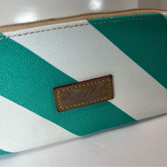 Dooney & Bourke Teal Blue and White Stripe Square Wristlet Coin Purse Wallet 7” - Picture 3 of 6